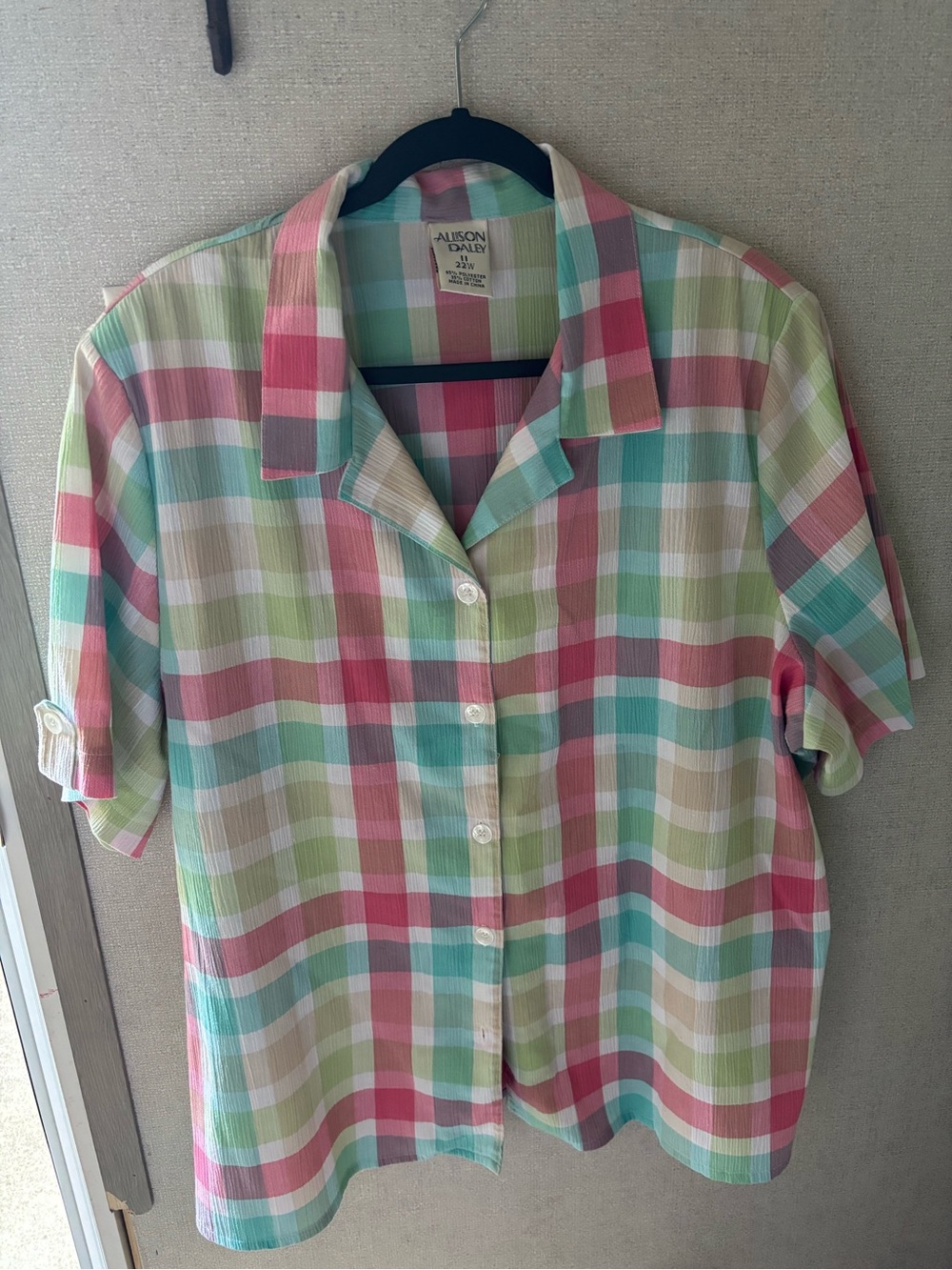 Allison Daley Pastel Plaid Button-Up Shirt